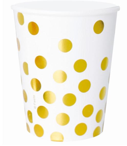 Papír pohár - arany, pöttyös, 270ml, 6 db/cs