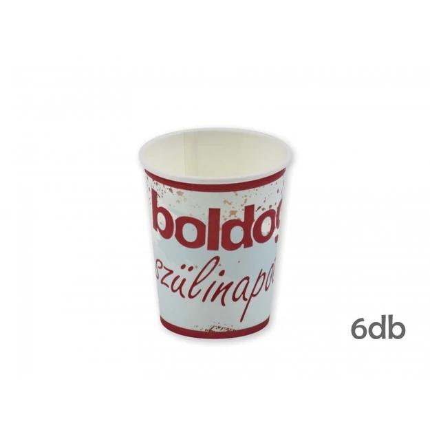 Papír pohár Boldog Szülinapot felirattal kék 6db 250ml