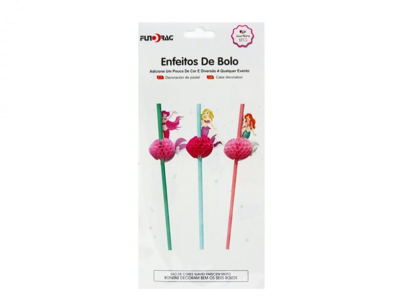 Papír szívószál sellő 6db 20cm