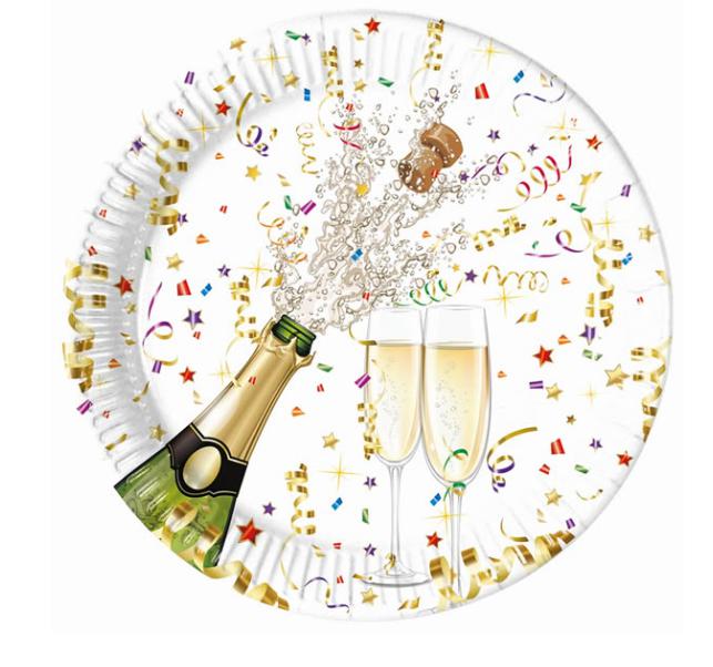 Papír tányér - pezsgõs, d23, 8 db/cs