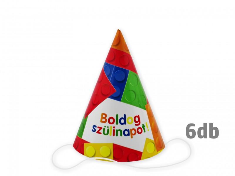 Papírcsákó Boldog Szülinapot legós 6db 18cm