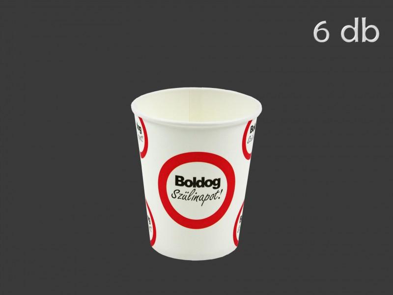 Papírpohár Boldog Szülinapot 6db 7,5x8,5cm