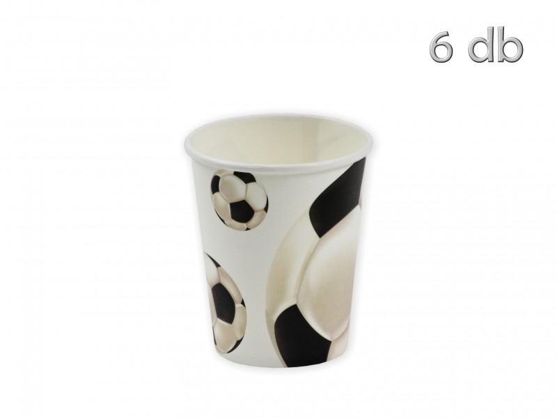Papírpohár focis fekete/fehér 6db 2dl
