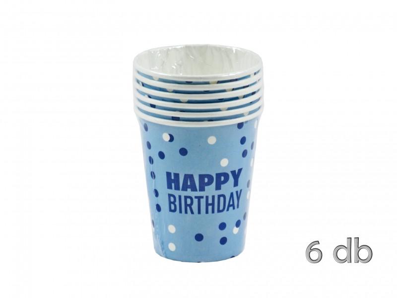 Papírpohár Happy Birthday kék 6db 250ml