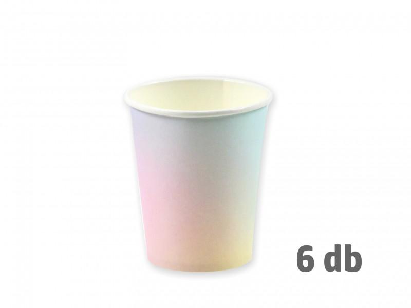 Papírpohár lila zöld szivárványos 6db 250ml