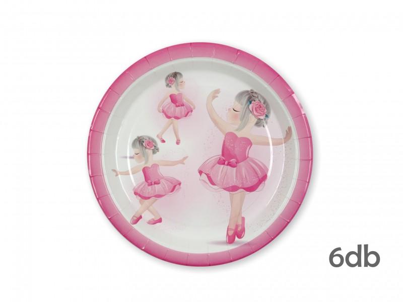 Papírtányér balerina rózsaszín 6db 22cm