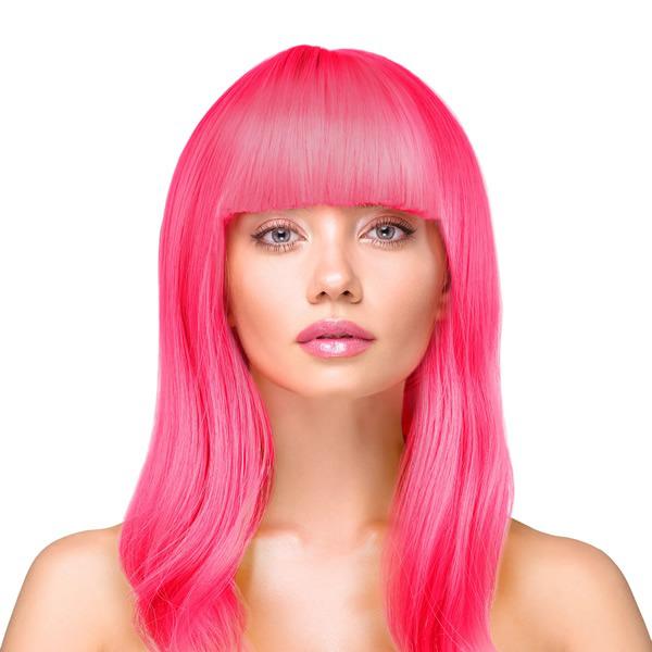 Paróka, hosszú, egyenes, neon pink