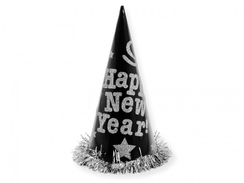 Party csákó Happy New Year ezüst 34cm