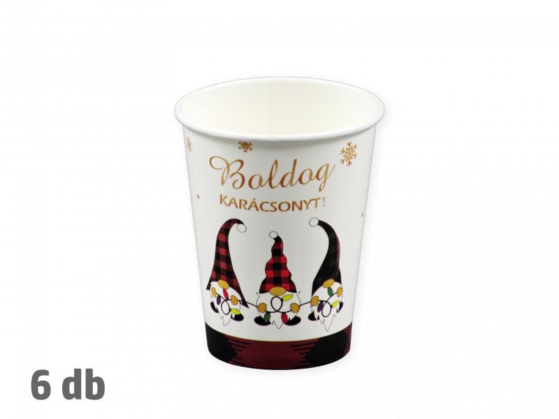 Party pohár Boldog Karácsonyt manós 6db 250ml 661289