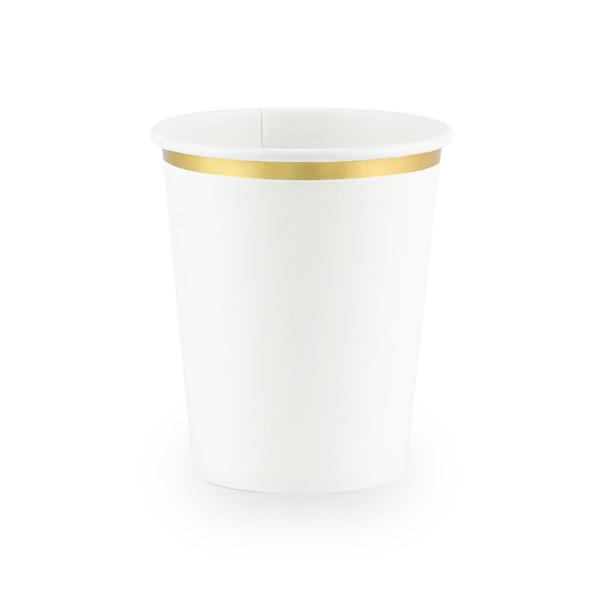 Party pohár, fehér, arany szegéllyel, 6db/cs, 260 ml