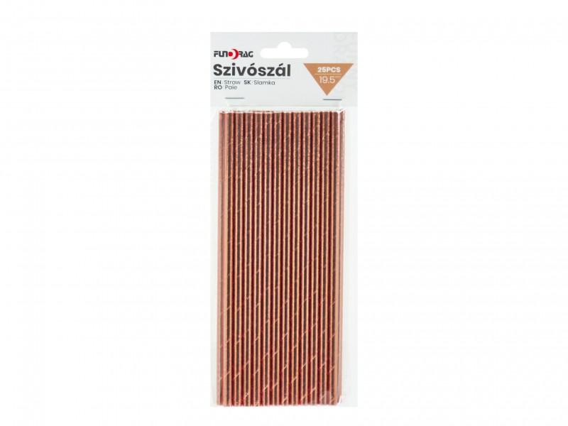 Party szívószál rosegold 25db 19,5cm