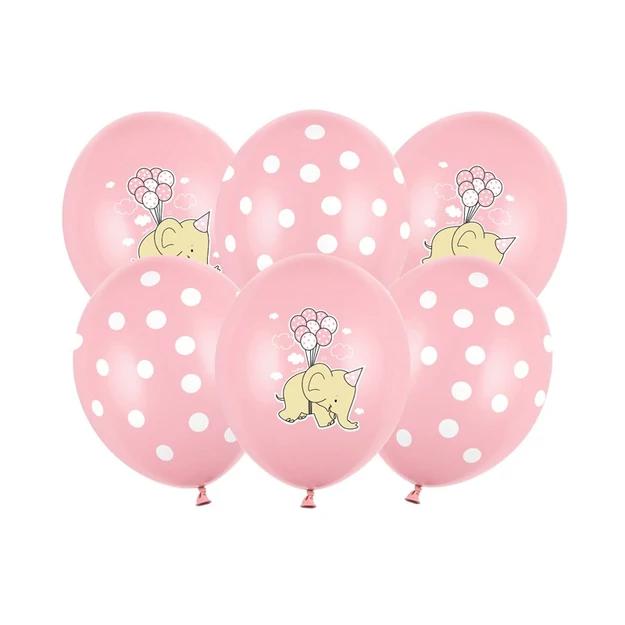 Pasztel rózsaszín lufi elefántos 6db 30cm