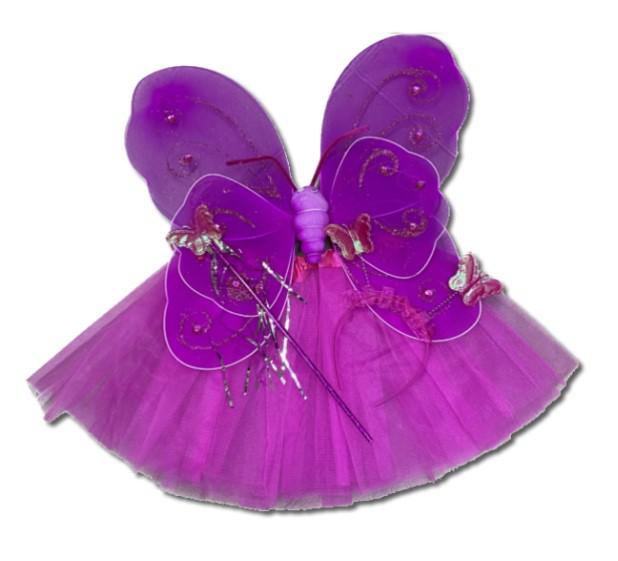 Pillangó jelmez - magenta- 4 részes szoknyával 3-5 éveseknek