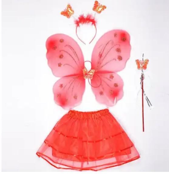 Pillangó jelmez - piros - 4 részes