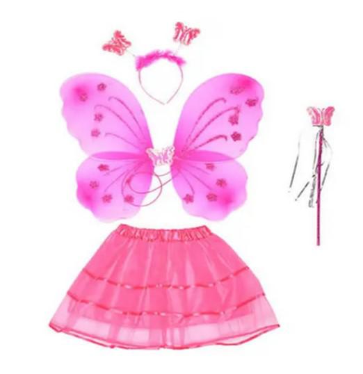 Pillangó jelmez - rózsaszín- 4 részes szoknyával 3-5 éveseknek