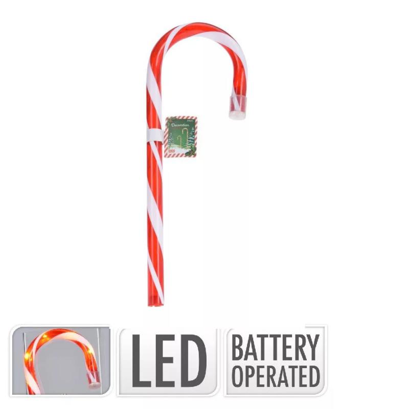 Piros-fehér pálca LED-es 34cm cukorpálca