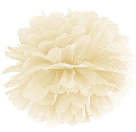 Pompom papír lampion, krém, 35cm