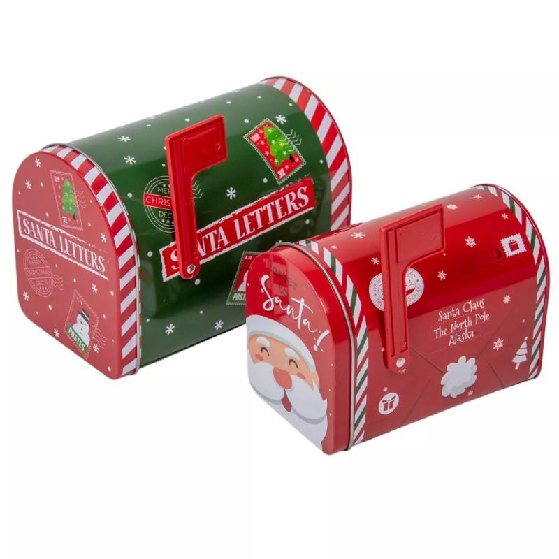 Postaláda fém nyitható választható 15cm zöld vagy 13cm piros motivummal