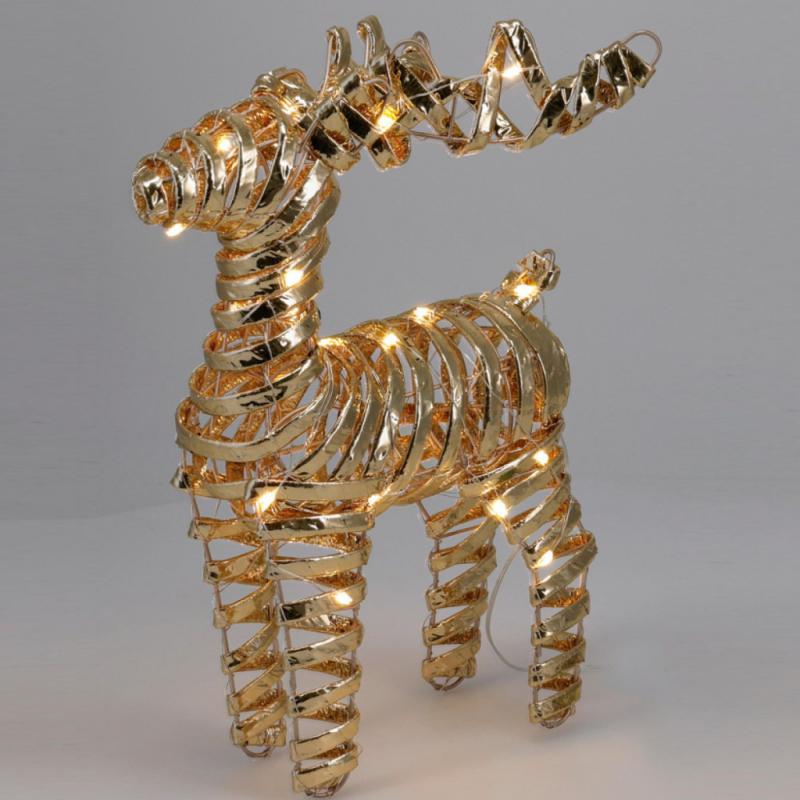 Rénszarvas LED-es időzítős elemes (elem nélkül) arany M34cm