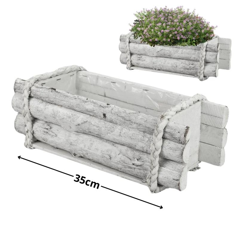 Rönk virágtartó 32x15cm fehér