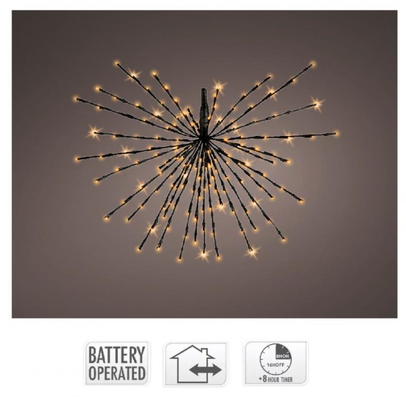 Sarkcsillag 60 LED-es elemes fekete időzítős meleg D45cm