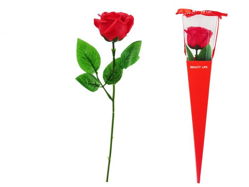Szálas Szappanrózsa – Piros, 38 cm – Tartós ajándék virág helyett