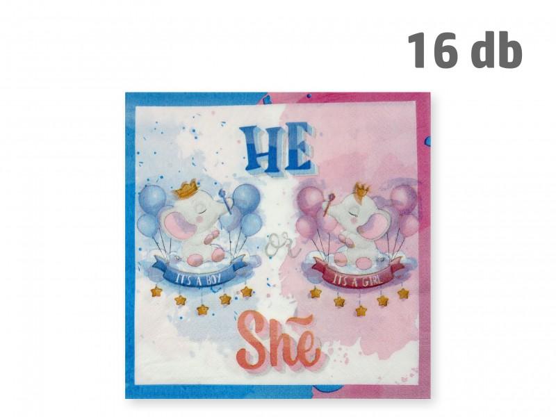 Szalvéta He or She 16db 33x33cm egyrétegű