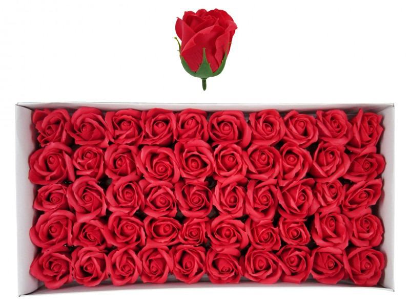 Szappanrózsa – 50 db piros, 6 cm – Esküvőre, rendezvényre, kézműves alapanyagnak