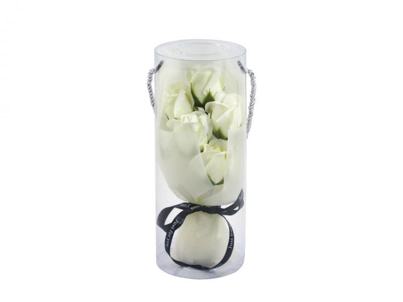 Szappanrózsa csokor/5 szál halványsárga 24cm