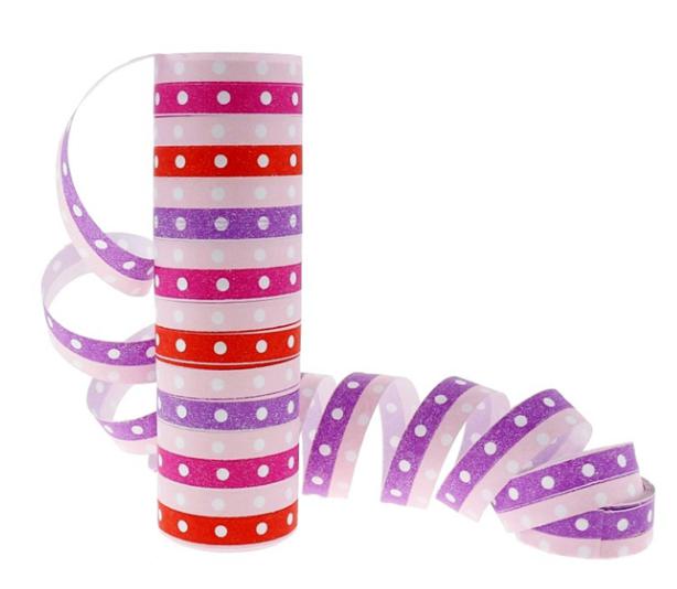 Szerpentin, pink, pöttyös, 18 gurigás