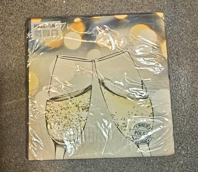 Szilveszteri Pezsgős szalvèta 33x33cm 20db/csomag