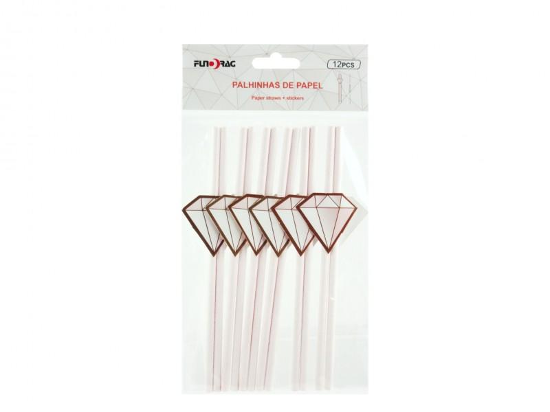 Szívószál gyémánt 12db 19,5cm