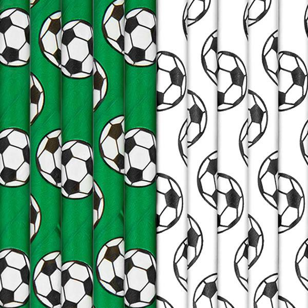 Szívószál papírból, focis, 10 db/cs