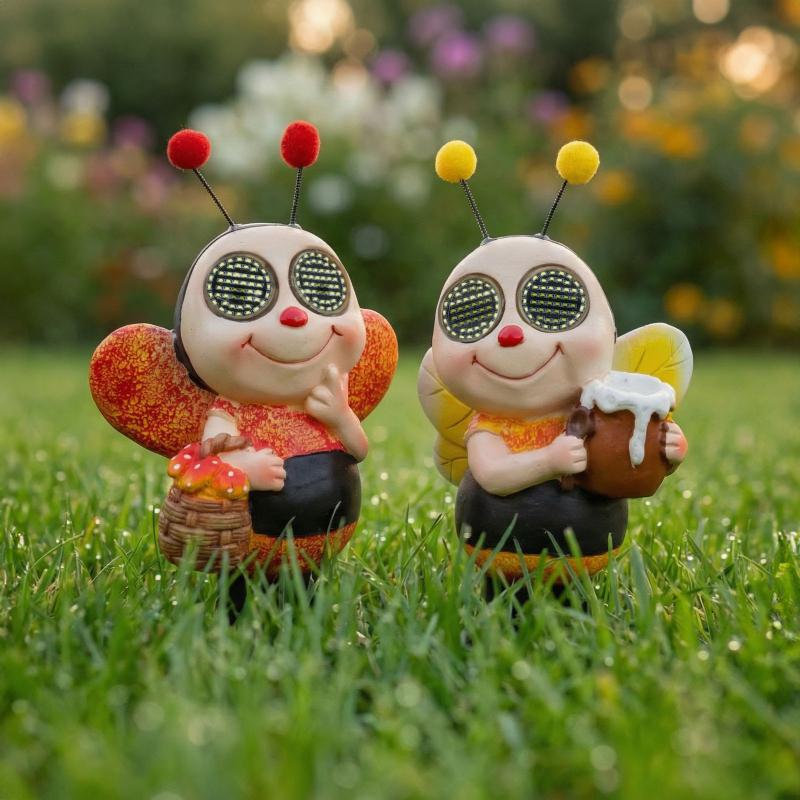 Szolár állatfigura - méhecske - mozgó szemekkel - 112 x SMD LED - 22 cm - 2 féle