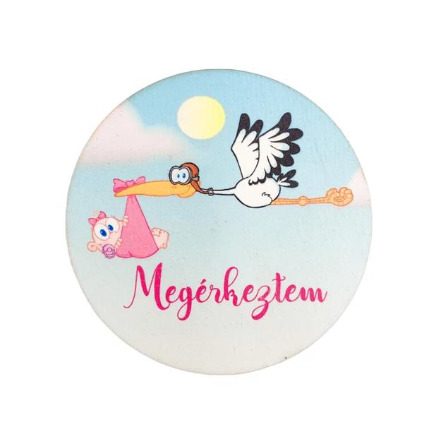 Tábla kislány gólya 7x7cm