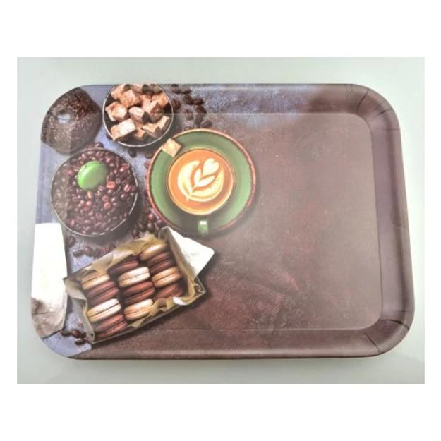 Tálca 39x29x2,3cm műanyag Kávé + sütemény