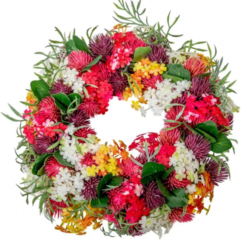 Tavaszi vegyes virágos koszorú – Ø22 cm