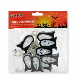 10 LEDes fényfüzér halloween sikoly elemes