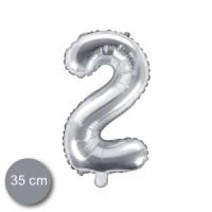 2. szám fólia lufi 35 cm ezüst