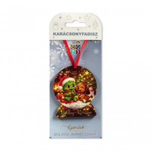 202622 Karácsonyfadísz zöld manó +kutya 7cm