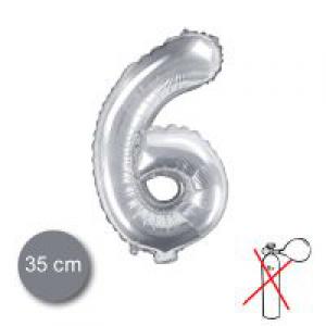 6. szám fólia lufi 35 cm ezüst