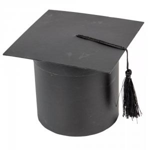 Ajándék papír doboz ballagási diploma sapka fekete D 14,5cm