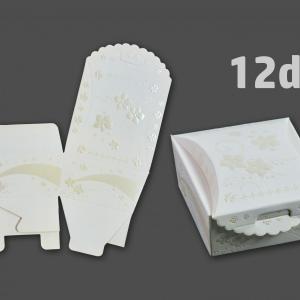 Ajándékdoboz esküvői törtfehér 12db 8x4,5cm