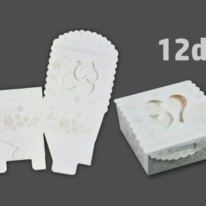 Ajándékdoboz esküvői törtfehér 12db 8x4,5cm