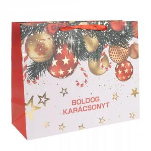 Ajándéktasak karácsonyi gömbök 23x18cm