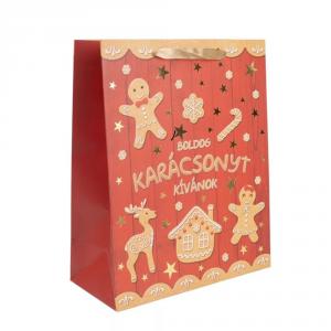 Ajándéktasak mézeskalács figurás 18x23cm