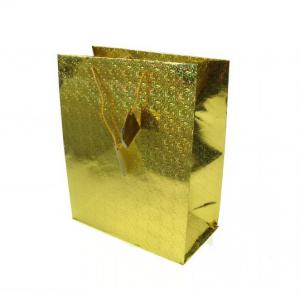 Ajándéktasak papír hologramos 33x26,5x14cm nagy arany