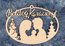 Ajtódísz 18 cm x 25,5 cm - Áldás - Karácsonyi Ajtó Dekoráció Fából