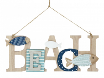 Ajtódísz Beach natúr/kék halacskás 30x12cm