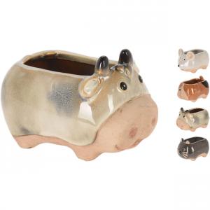 Állatos virágtartó kerámia 4 féle, választható 12,5x7cm